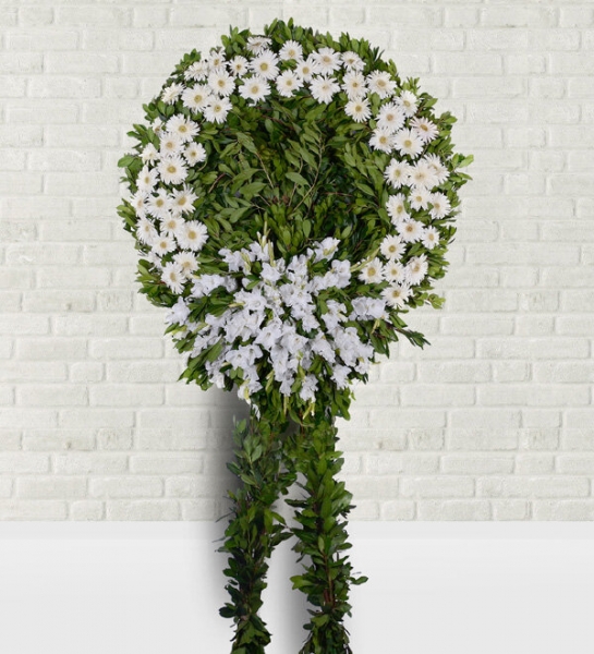 Beyaz Gerbera Cenaze Çelengi (Yapay)