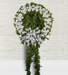 Beyaz Gerbera Cenaze Çelengi (Yapay)